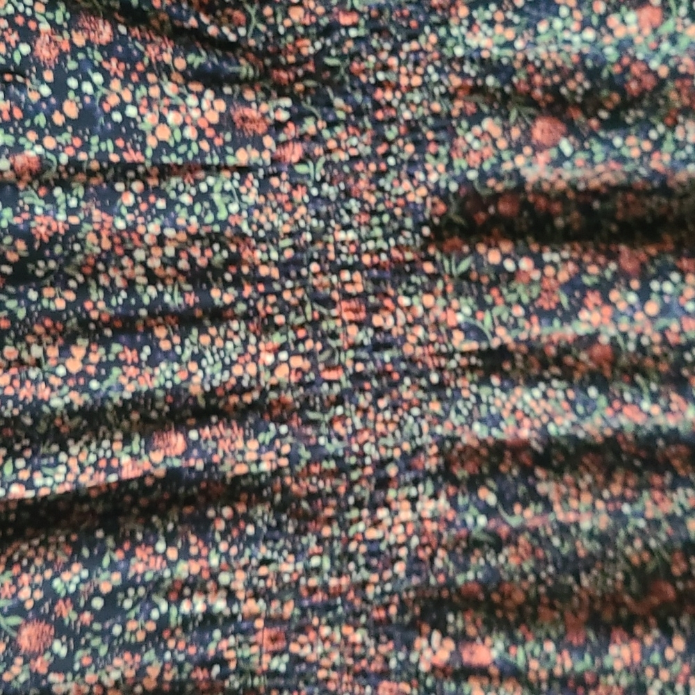 EUC J.Crew navy floral long sleeve dress flowy XL elastic waist spring - Picture 2 of 5